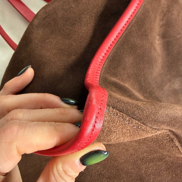 Parker Thatch Framed Mimi Suede Espresso with Red - Picture 10 of 11